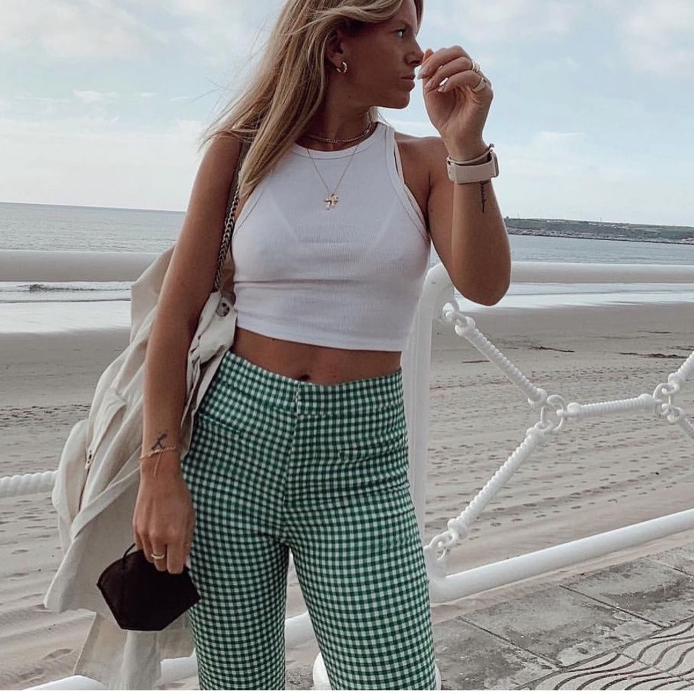 Zara gingham pants - cropped flare